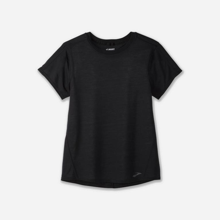 Brooks Distance Women's Short Sleeve Running Shirt UK Outlet - Black (DSEPK6542)